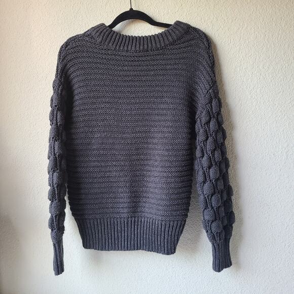Elodie Bubble Sleeve Pullover Gray Sweater Women's Size XS - Picture 2 of 8